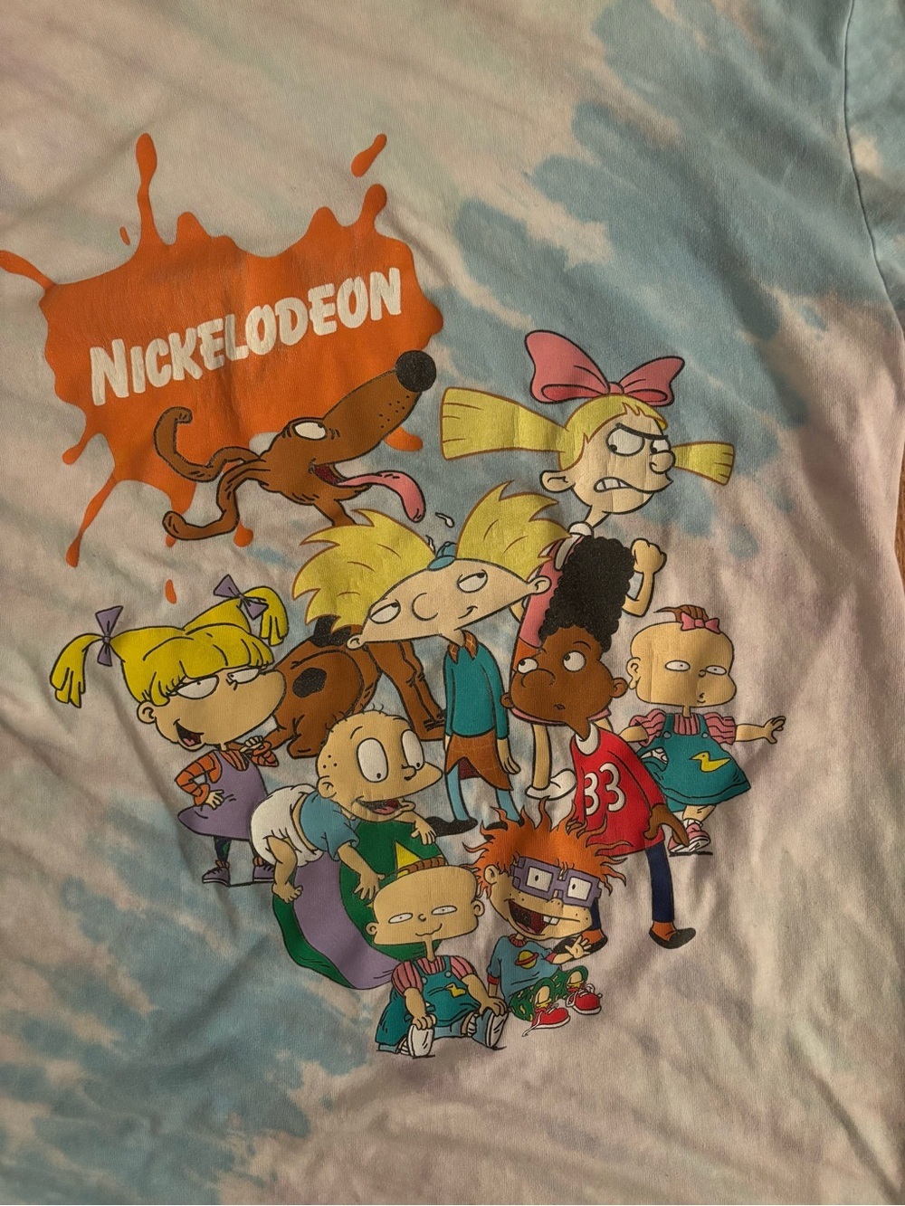 Nickelodeon Y2K Rugrats Tie-Dye Tee in Blue and White with Character Graphic - Picture 3 of 3